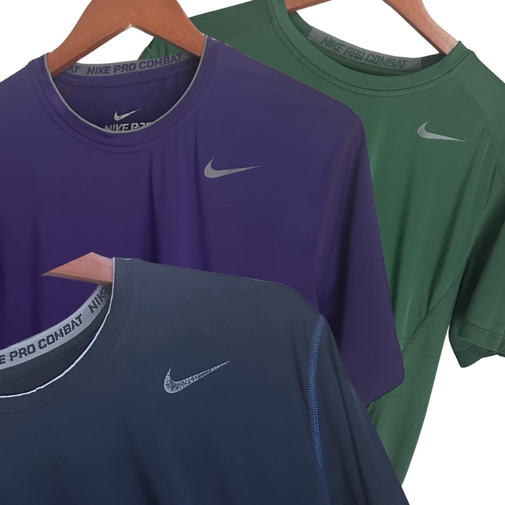 Nike Pro Combat Dri-FIT Fitted Shirts Bundle 3 Pack Gym Training Mens Size Large